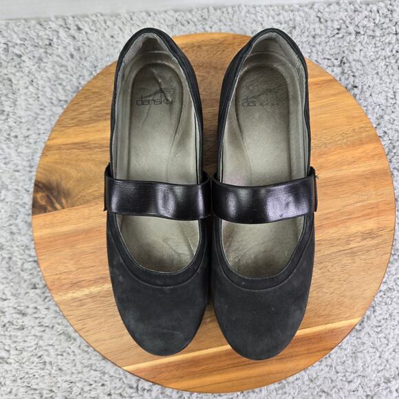 Dansko Kendra Black Milled Nubuck Mary Jane Wedge Comfort Walking Shoe Womens 38 - Picture 7 of 16